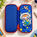 Kids Astronaut Space Theme Hard Shell Pencil Case – Blue Multipurpose Zipper Stationery Organizer