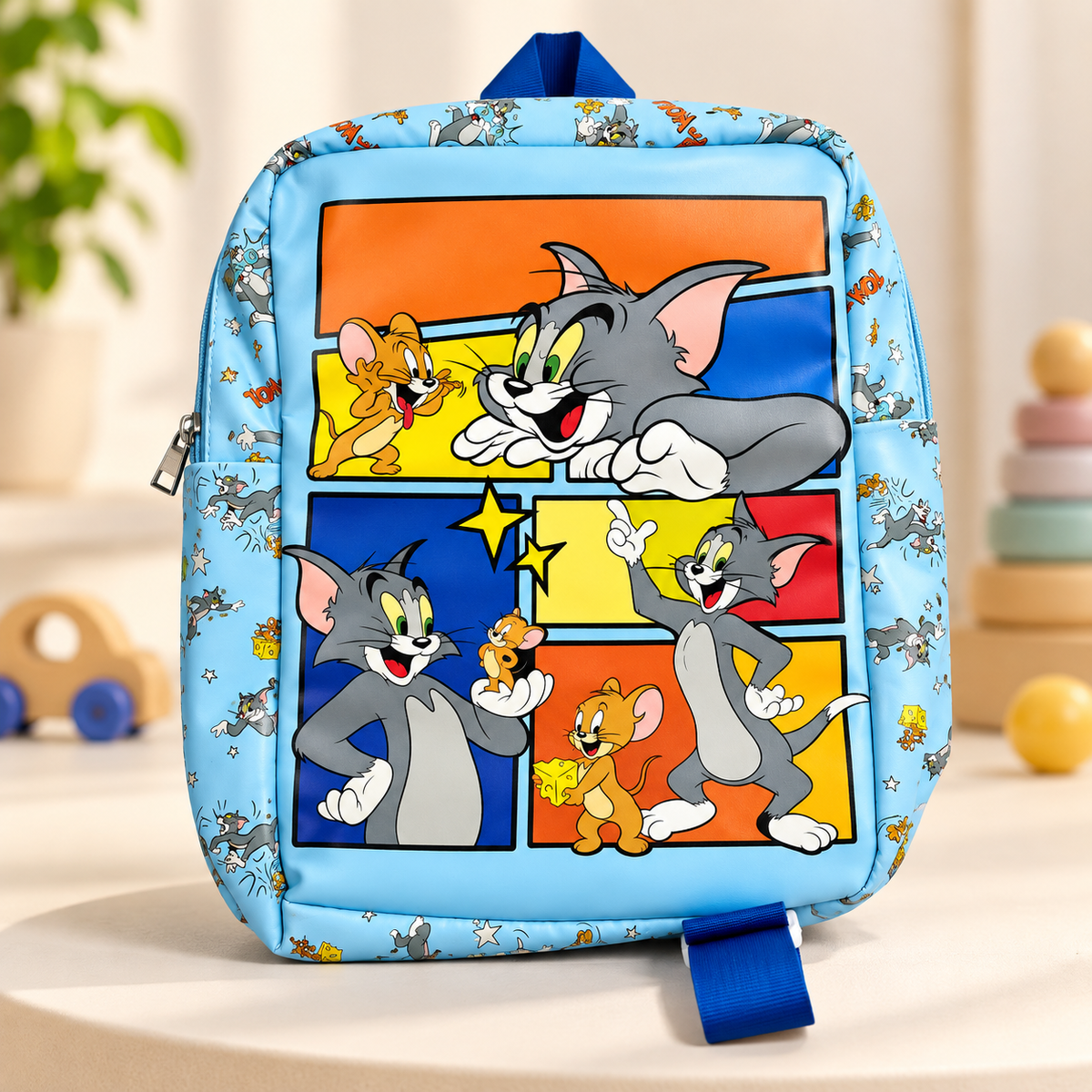Tom & Jerry Kids Cartoon Backpack – Light Blue School & Travel Bag