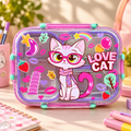 Love Cat Kids Lunch Box – Cute Transparent Cartoon Lunchbox