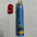 Disney Stitch 12 Colorful Pencils Tube Set – Kids Travel Colouring & Sketching Pack[